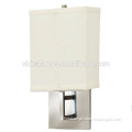 High quality Europe style restaurant lighting brushed nickel wall lamp with fabric lamp shade for hotel bedside